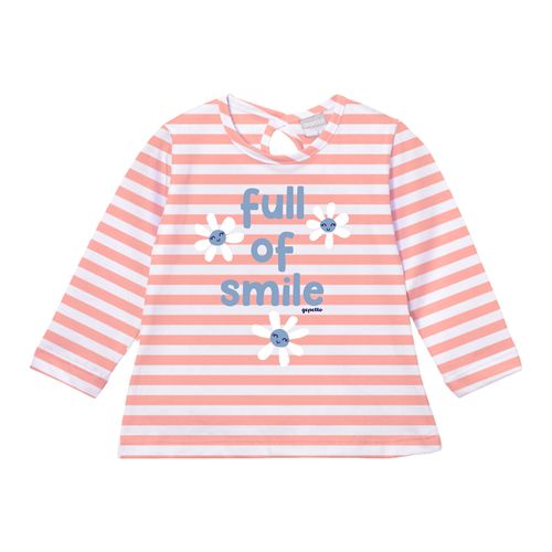 Remera rayada con estampa "full of smile"