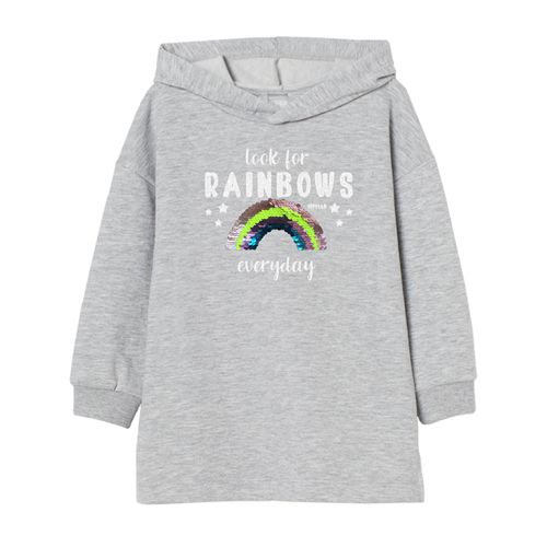 Buzo vestido con estampa "rainbows" y lentejuelas reversibles